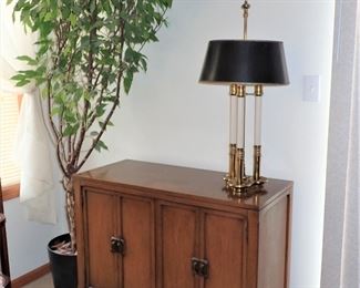 SIDE STORAGE CABINET - CANDLE STICK LAMP - FAUX TREE