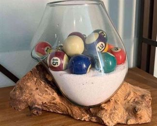 Mini Billiard Balls In Glass Basket