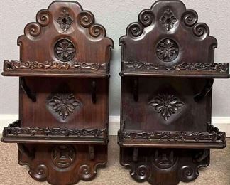 Two Carved Wood Display Pieces