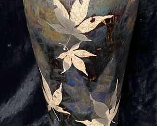 Raku Ceramic Art Potter Vase, Signed