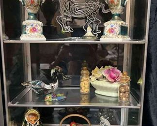 Small Glass Display Case With Miniature Collectibles