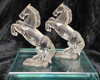 Pair Swarovski Crystal Rearing Stallions
