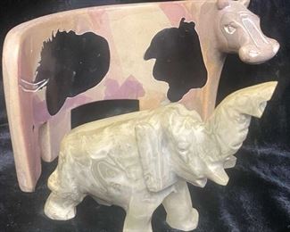 Ceramic And Carved Stone Animal Figures