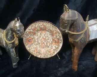 Small Erzincanblar Copper Wall Plate Horses From Turkey