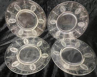 Four Tiffin Franciscan Classic Cameo Glass Plates