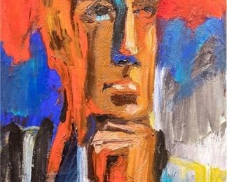 David Park (1911-1960) "The Thinker" - Medium: oil on canvas - Signed lower right and dated 1960. Measures 21" x 17" (unframed). From a Beverly Hills private collection.                                                                                                                                                   Park made a rather quick transition from pure Abstract Expressionism to the figurative expressionism born at California School of Fine Art (CSFA) in the 1950s. Partly this was a reaction to the harsh Abstract Expressionist work of Clyfford Still, one of his fellow instructors at CSFA, but it also was in step with his friends Elmer Bischoff and Hassel Smith who were also defecting from the pure expressionism of the NewYork school.Almost immediately after the departure of Still from CSFA, Bischoff and Smith, along with Richard Diebenkorn, pushed Park to take his commitment to the figurative expressionist movement in a more definitive manner.Park's work in particular explored th