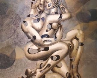 Hovik Kochinian (b. 1953) "Infinite Love (Grey Version)" - Medium: mixed media on canvas - Measures 42" x 43?. Private collection of Hovik Kochinian.                                                                                                                                                                                 This original work was published both in "Art Business News" Magazine (May, 2003)and in artist's hard cover book, called "The Miracle of illumination" Reference: Google.The painting was exhibited in Art Expo New York, 2003.You can find this image "Infinite Love" in Hovik Kochinian's Art Book; published 2003under the name: "The Miracle Of Illumination" - Page number 19.The artist's works have gone up for sale at public auction 108 times, mostly in the Painting category. The oldest auction recorded online being the sale of his work"Dancers" sold in 2010 at Jean Marc Gallery & Auction House (Painting) and the most recent is ?Portrait? sold in 2022 (Painting). Hovik Koc