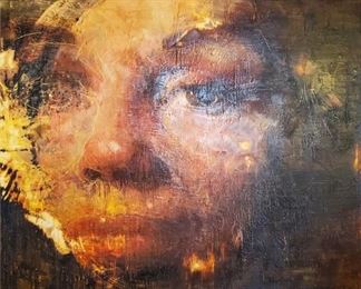 Tony Scherman (1950-2023) "Virginia As Liberty" - Medium: encaustic. Measures 84" x 96" (unframed). From a Beverly Hills private collection. Tony Scherman chose to pursue image and figuration, working exclusively in theuncommon wax and pigment encaustic technique. His paintings and works on paperweave through the history of art and embrace image-imprints through the moderntechnologies of camera work and film.Scherman?s work is represented in 30 public collections across Canada andinternationally in the Los Angeles County Museum, The Museum of ContemporaryArt, La Jolla, Denver Museum of Art, San Diego Museum, High Museum Atlanta,The Birmingham Museum of Art, Library of Congress, Washington, ContemporaryArts Society London, Arts Council of Great Britain, Pompidou Centre, Paris, F.R.A.C.Ile de France, and the Schlossmuseum Murnau, Germany.Scherman has been a visitinglecturer at numerous universities, art schools and public galleries in England, Canadaand the United States since the mid-19