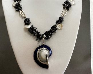 Necklace with Nautalus Pearls and Hill Tribe Silver