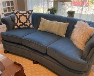 French blue velvet sofa