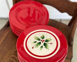 Red plates, holly plates are Lenox
