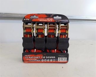 4 Pack Ratchet Tie Downs - Red