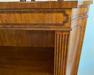 Maitland-Smith inlaid mahogany open bookcase                         39"h x 12"d x 47"w