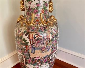 Chinese Famille Rose floor vase                                                       35"h