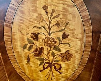 Beautiful Caledonian marquetry & band inlaid cabinet         36"h x 57"long x 19.5"d    