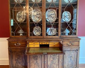 Antique English mahogany secretary cabinet                                83.5"h x 66"w x 24"d       $1500.00                   
