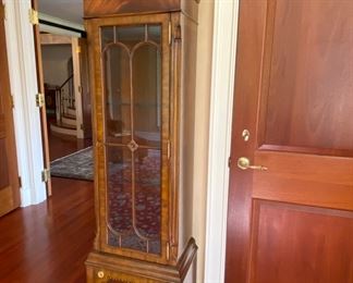 Maitland-Smith display cabinet with brass accents   75"h x 23"w x 13"d   