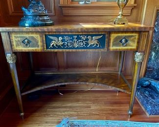 Flame Mahogany Maitland Smith Bronze Mounted Griffin French Empire Console Table   $1200.00                                           33.5"h x 43.5"long x 20"d