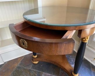 Round Empire-style occasional table                                             29"h x 30" diameter