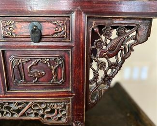 Antique Chinese table-top altar cabinet   $500.00                                     16"h x 41.5" long x 15"d