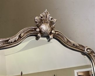 French-style three-part floor mirror with silvered finish       71"h x 53"w