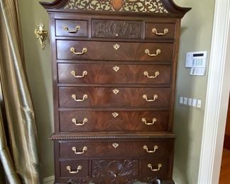 Drexel Heritage Chippendale-style highboy dresser                                            83"h x 41"w x 19"d