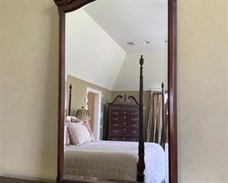 Drexel Heritage Chippendale-style mahogany dresser & mirror                                                                                        dresser: 334"h x 65" long x 19.5"d                                      mirror: 52"h x 27.5"w