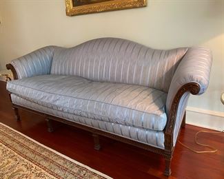 Karges Chippendale-style camelback sofa  $1400.00                          28"h x 90" long x 34"d