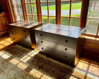 Pair custom 3 drawer chests      $1600.00/pr.                                                            24"h x 36"w x 20"
