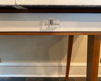 Leather top desk  31.5"h x 72" long x 30"d      $550.00                            some scuffs on leather