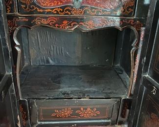  Chinese red lacquered  cabinet     $1500.00                                                   42"h x 42"w x 15"d
