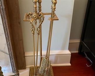 gorgeous  brass fireplace tools