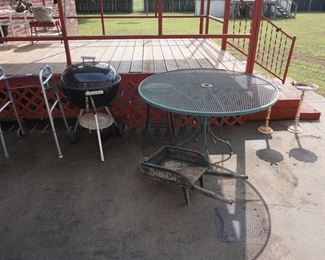patio table, walker, grill