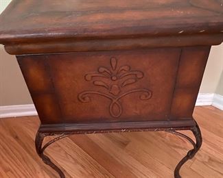 Decorative Leather Chest on Stand