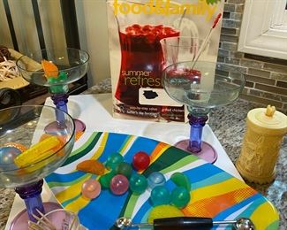 Fun Plastic Margarita Glasses, Tray