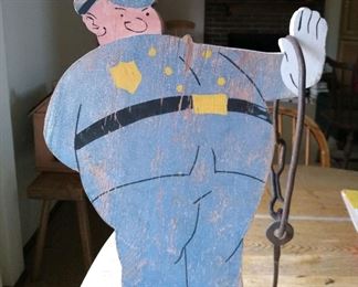 Whimsical American folk-art cop with iron key
