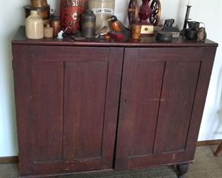 19th Century Footed, Painted Cupboard