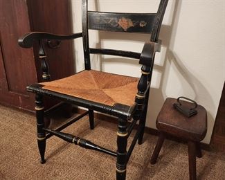 Awesome rush bottom armed chair