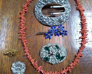 More antique jewelry,  coral necklace 