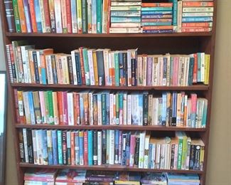 Large bookcase and books