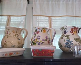 colorful pitchers and bakeware
