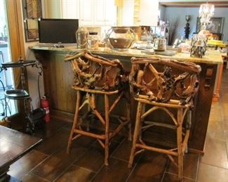 Fabulous hand crafted branch bar stools