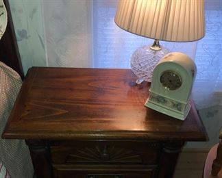 Bedside table and Crystal egg shaped lamp