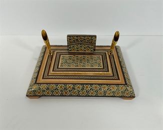 Persian Khatam Inlaid Wood Pen Holder