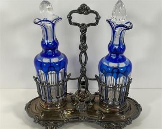 Clue Cut to Clear Glass Cruet Set - Marked