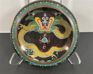 Chinese Cloisonne Enamel Bowl with Imperial Dragon