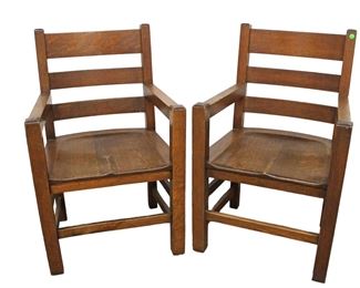 
Lot 521
Pair of antique mission oak arm chairs attributed to Stickley Furniture
