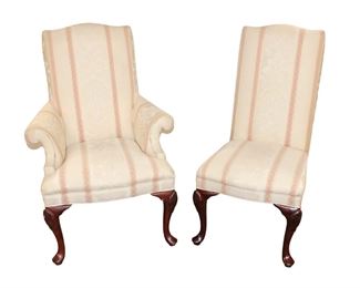 
Lot 528
Pair of Thomasville queen Anne mahogany frame shell carved upholstered chairs
