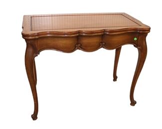 
Lot 553
Vintage French style cherry flip top extension table
