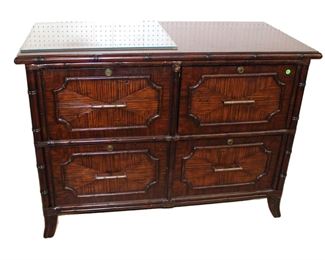 
Lot 563
Sligh Furniture mahogany finish 4 drawer filing cabinet in the faux bamboo frame
